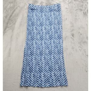 Renee‎ C. Skirt Womens L Blue Chevron Zig Zag Pull On Side Slit Rayon Beach Airy